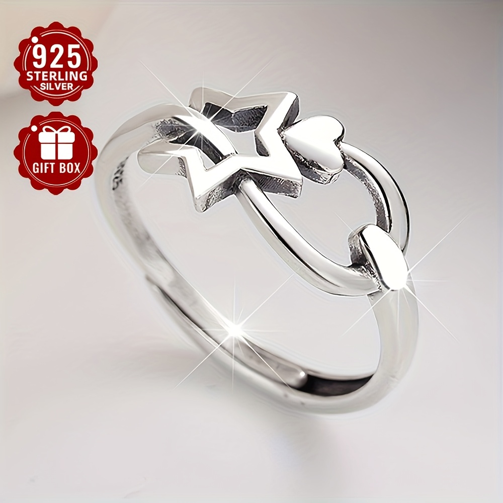 S925 Open Ring Vintage Antique Hollow Star Ring